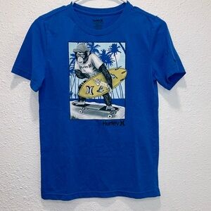 Hurley blue short sleeve skateboard graphic tee youth shirt for boys